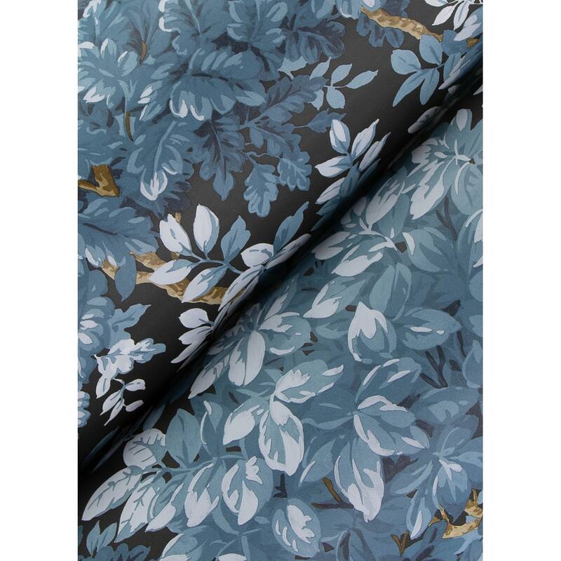 A-Street Prints Greenwood Dark Blue Deciduous Wallpaper