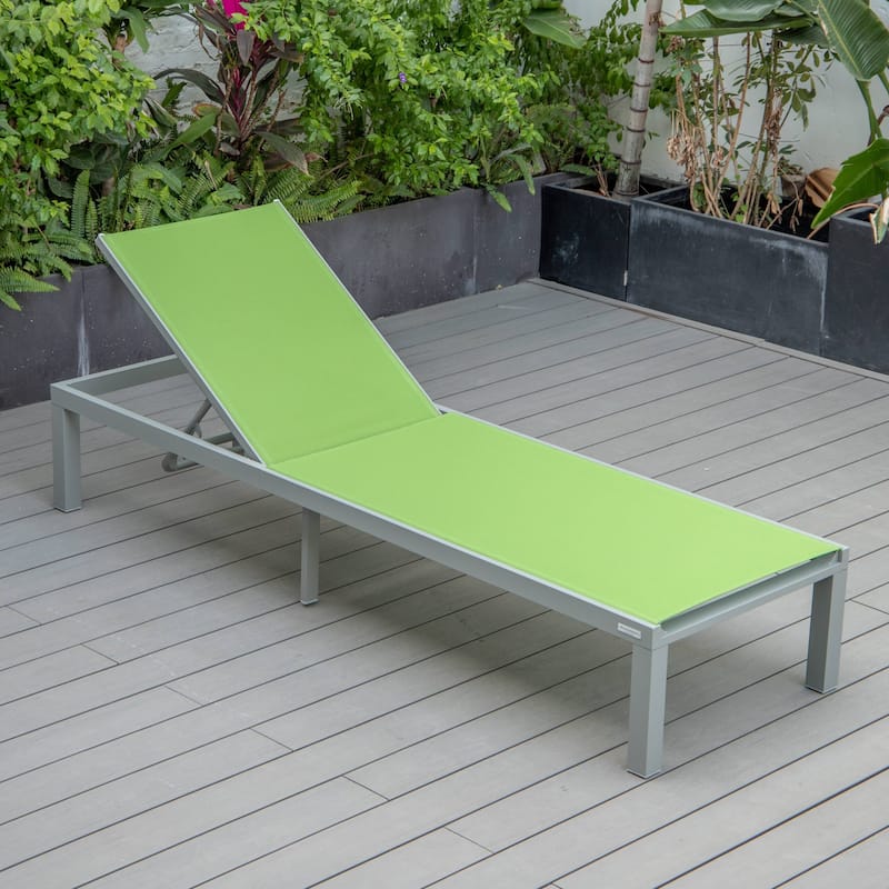 Aluminum Beach Pool Sun Lounge Chair Sling Mesh Fabric Reclining Stackable Lounger Chair