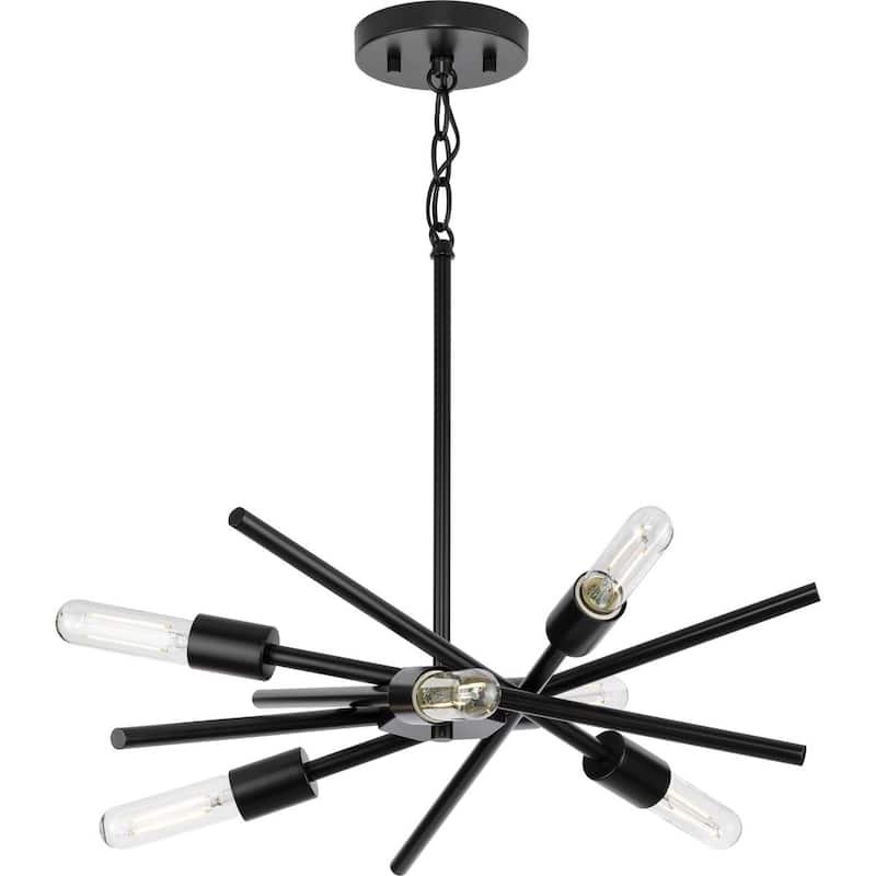 Astra Collection 6-Light 22 in. Matte Black Modern Chandelier - Medium - Matte Black - Medium