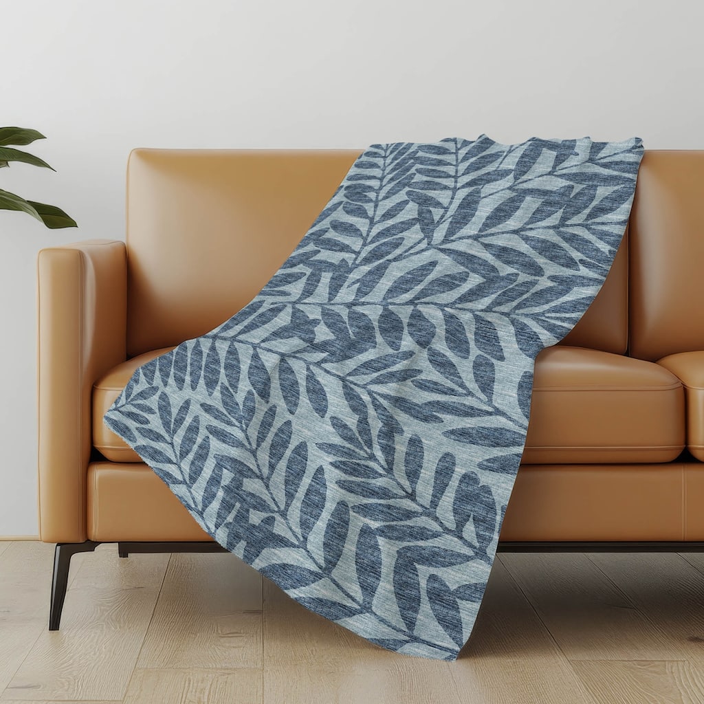 Premium Machine Washable ASB111 Floral Palms Sherpa Throw Blanket