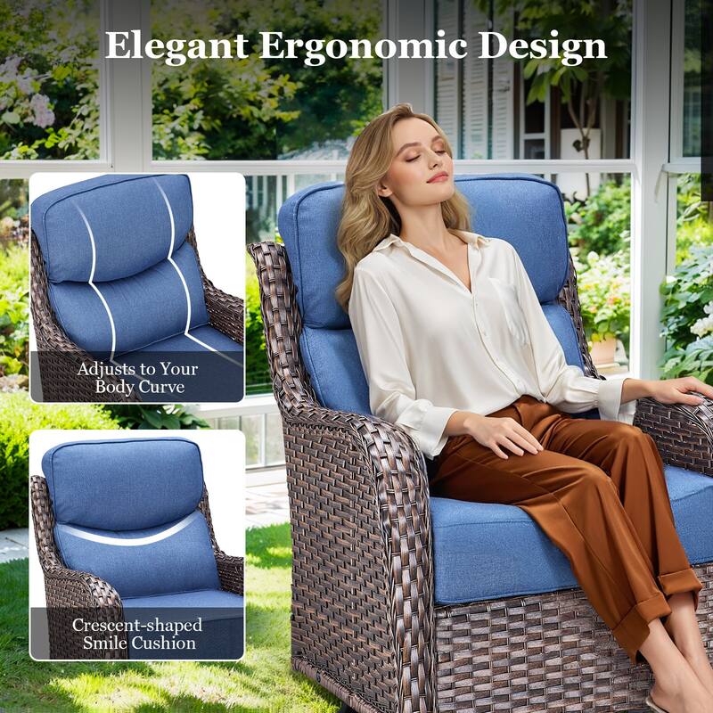 Pocassy Patio Furniture Set with Swivel Chairs, All Weather Patio Wicker