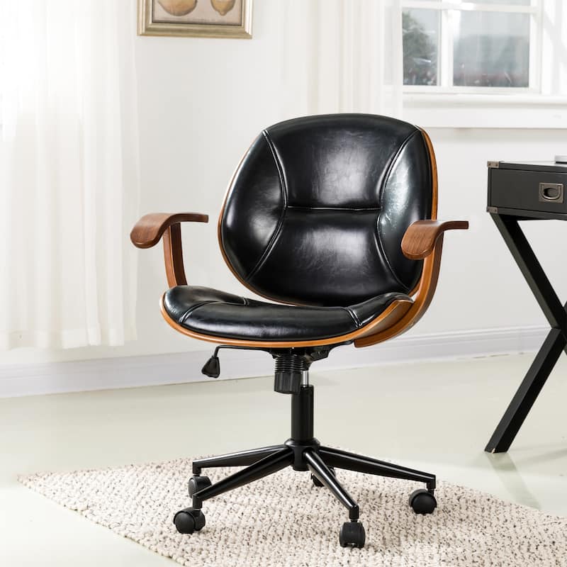 Glitzhome Modern Ergonomic Faux Leather Gaslift Adjustable Swivel Office Task Chair