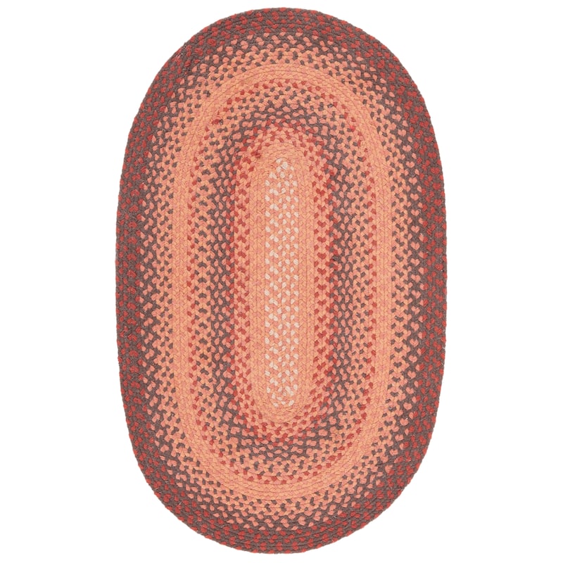 SAFAVIEH Handmade Braided Sylvianne Cotton Rug - 5' x 8' Oval - Orange/Rust