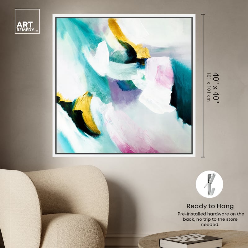 Art Remedy Still Violas Framed Blue Abstract 1 Piece Canvas Wall Art
