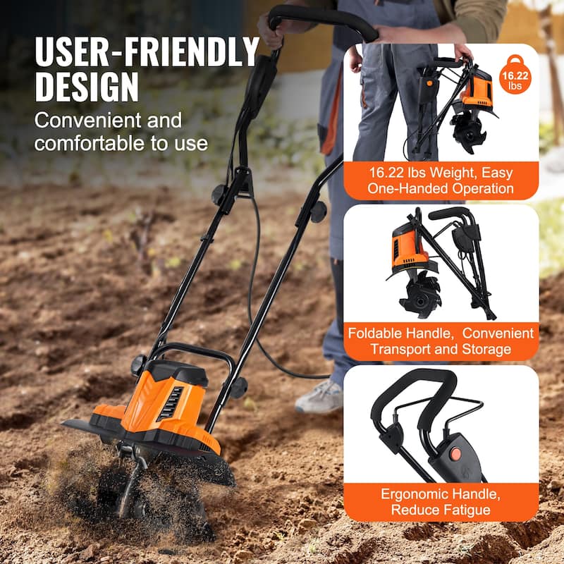 Electric Tiller Rototiller for Garden Lawn Soil Digging