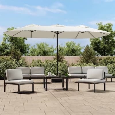 Double-Head Garden Umbrella with LED Lights - 176.8 x 176.8 x 96.5 in