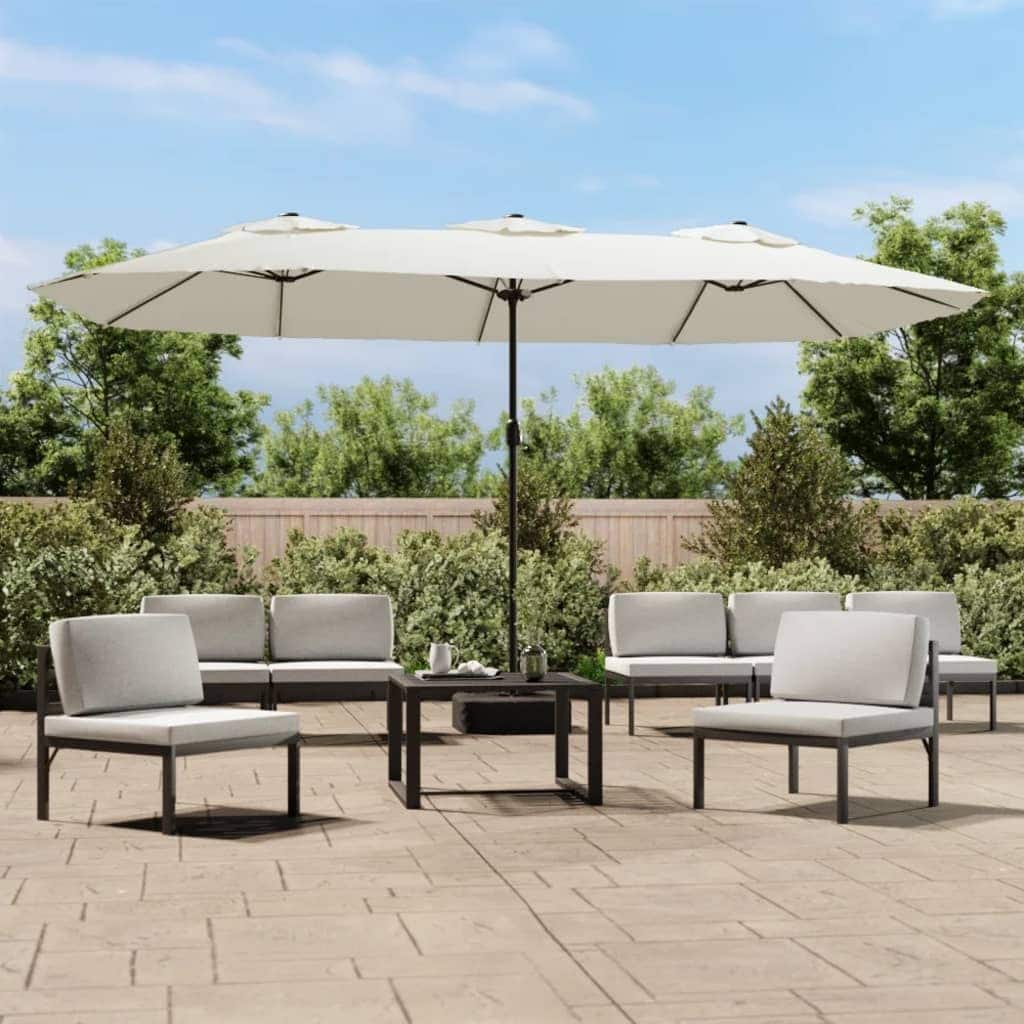 Double-Head Garden Umbrella with LED Lights - 176.8 x 176.8 x 96.5 in
