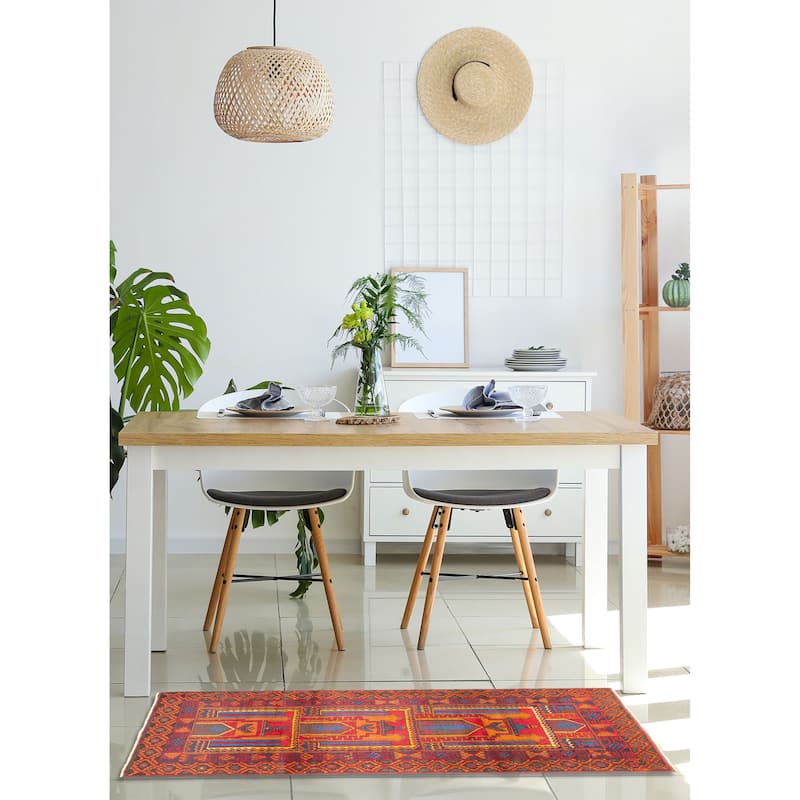 ECARPETGALLERY Hand-knotted Teimani Red Wool Rug - 3'3 x 6'9