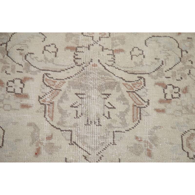 Hand Knotted Oriental 100% Wool Carpet Traditional Floral Beige & Ivories Kashan Area Rug - 12' 3'' X 9' 6''