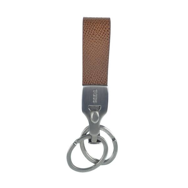 Shop Tods Mens Brown Leather Strap Detachable Ring Push Lock Key Holder Overstock 22413488