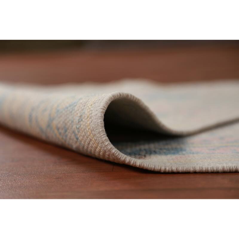 Hand Knotted Oriental 100% Wool Carpet Transitional Geometric Greys & Charcoal Oushak Runner Rug - 17' 6'' X 3' 1''