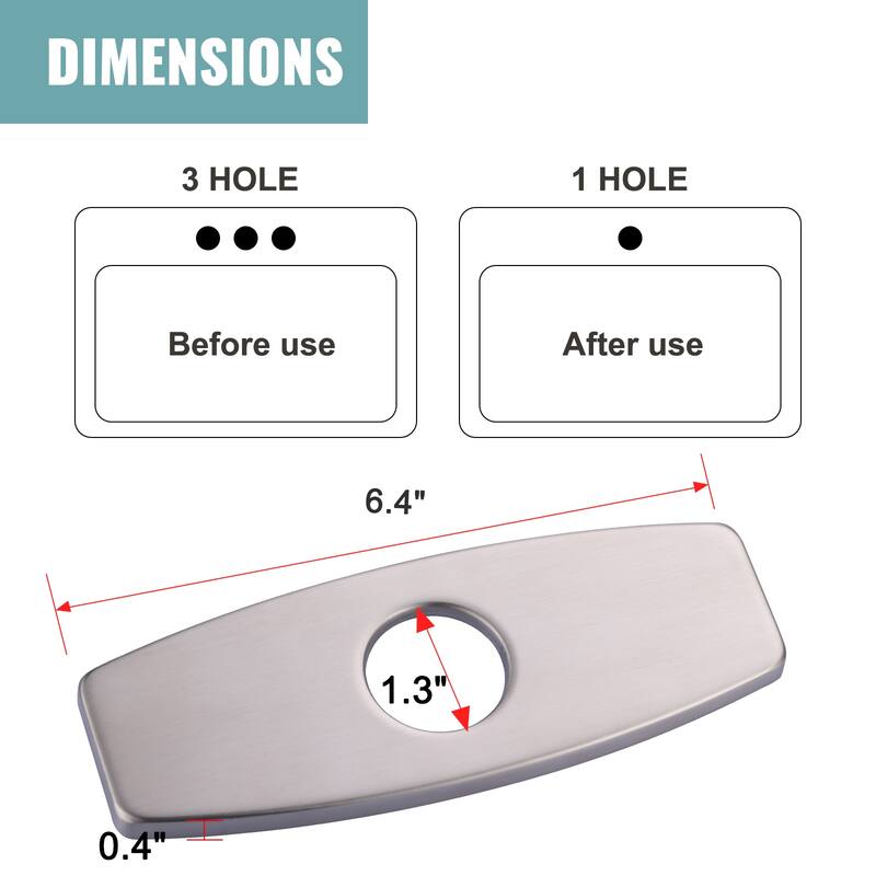 WOWOW Stainless Faucet Deck Plate, Fits 1 to 3 Hole Sinks, 5 Finishes