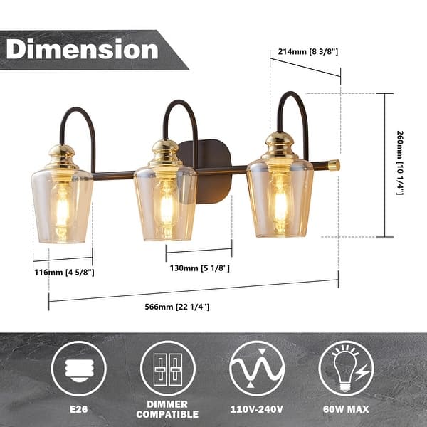 dimension image slide 0 of 8, ExBrite Modern Rose Gold 3/4-light Bathroom Dimmable Crystal Vanity Lights Wall Sconces