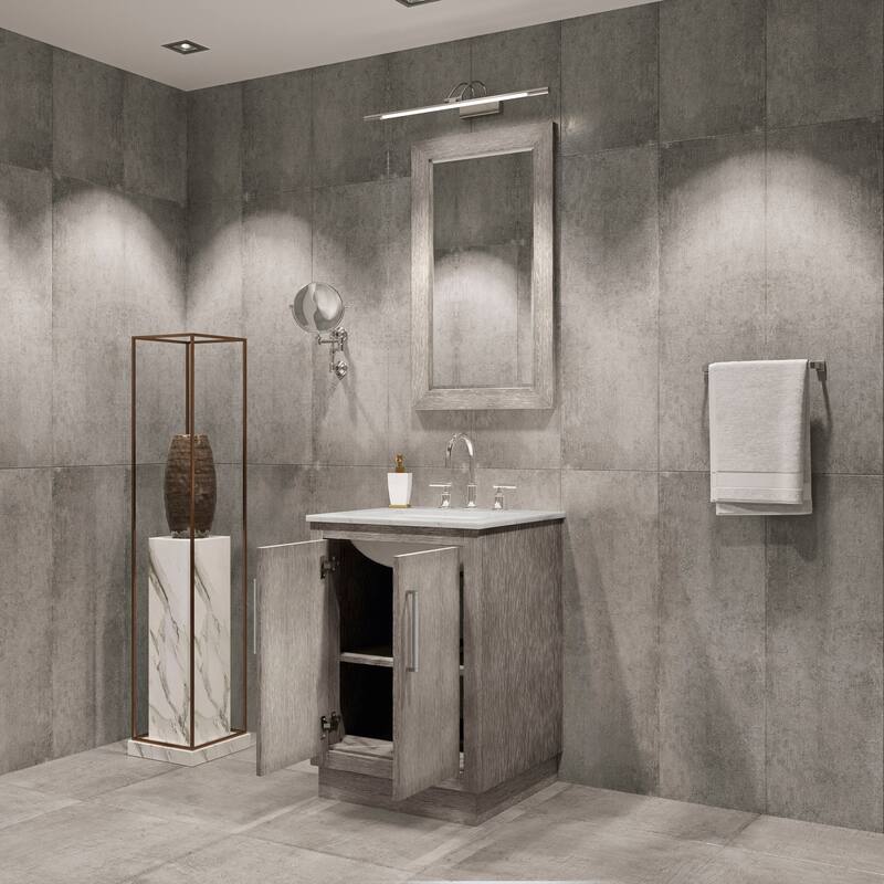 Hugo Carrara Marble Countertop Vanity with Mirror and Gooseneck Faucet