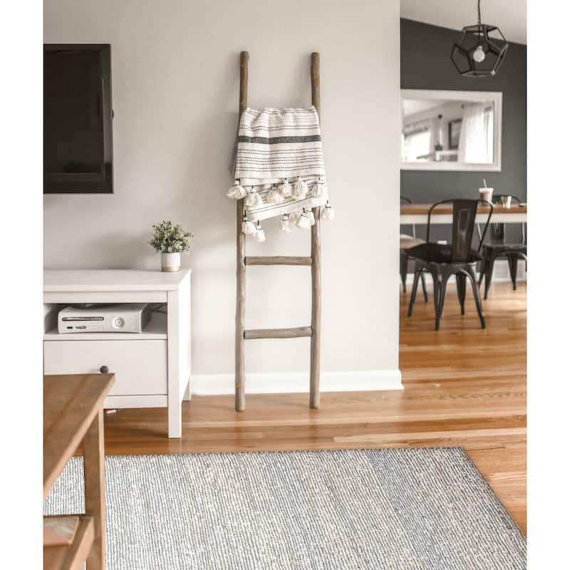 ECARPETGALLERY Braid weave Sienna Light Blue Wool Rug - 5'1 x 8'3