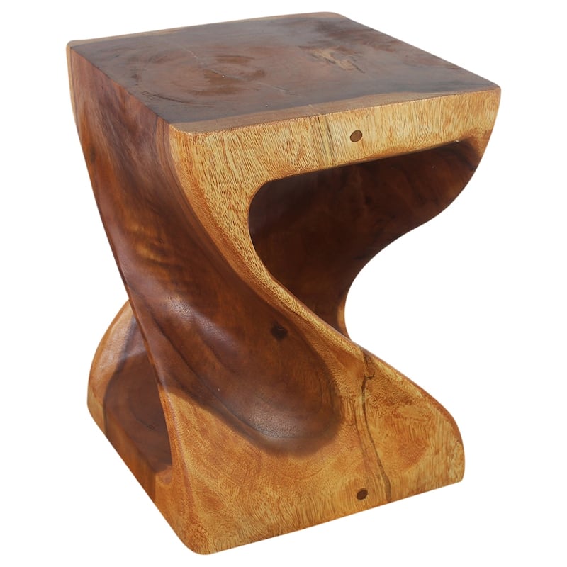 Haussmann® Wood Twist End Table 15 x 15 x 20 inch High Cherry Oil