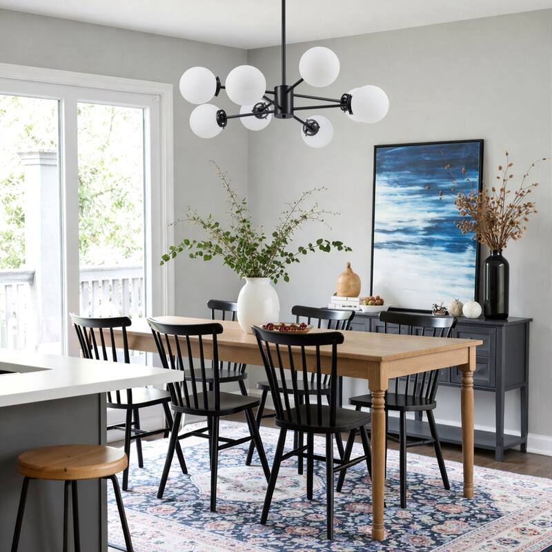 CO-Z Dimmable Modern Linear Sputnik Pendant Chandelier with Frosted Glass Globe Shades (6/8/12 - Light)