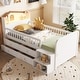 preview thumbnail 13 of 21, Wooden Twin Size Low Loft Bed with House Shape Headboard Built-in LED Lights, Kids Storage Bed with Drawers and Storage Stairs White - Twin