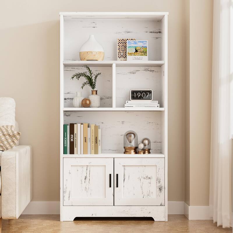 Modern Bookshelf with LED Lights for Living Room