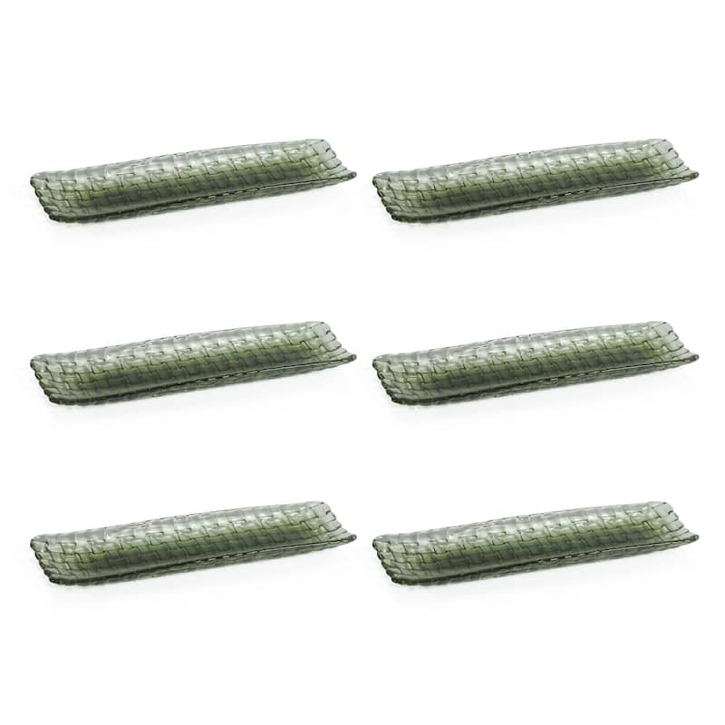 Nova 12.25" Braided Rectangular Glass Plates, Set of 6