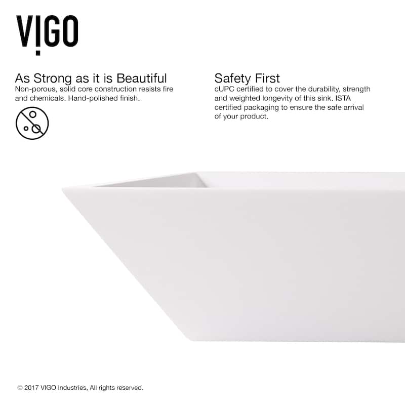 VIGO Vinca 18"L x 14"W x 5"H Matte Stone Rectangular Bathroom Vessel Sink