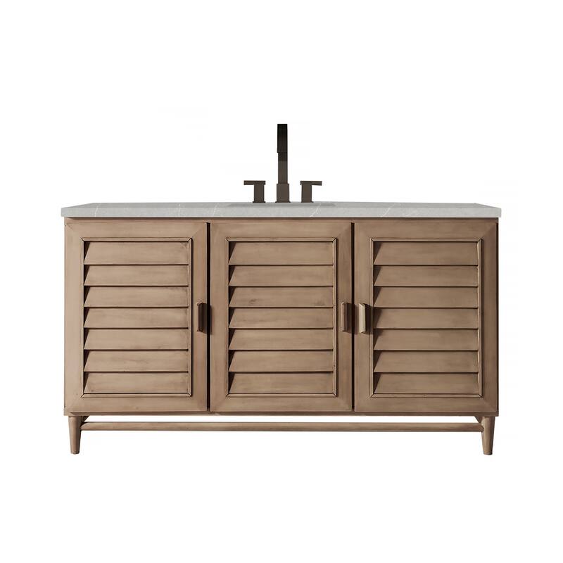 James Martin Vanities Portland 60" Single Vanity, Whitewashed Walnut