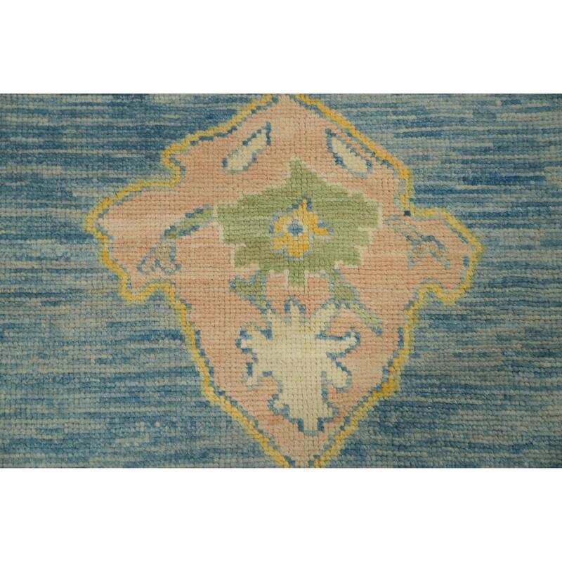 Vegetable Dye Wool Oushak Turkish Area Rug, Medallion Geometric Carpet - 13' 4'' X 9' 10''