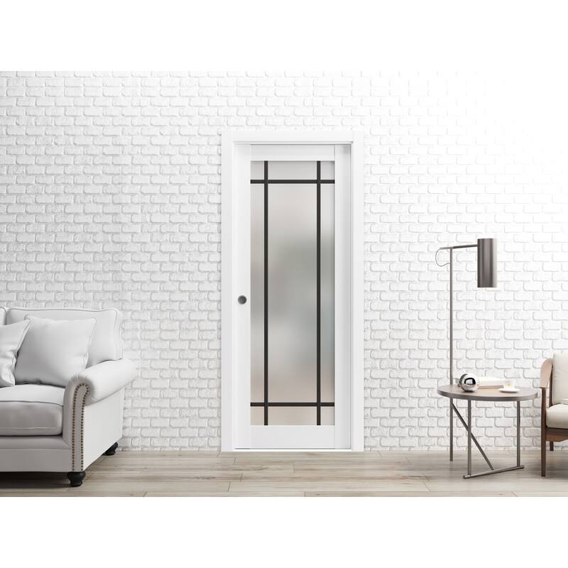 French Pocket Door 18 x 80 Planum 2112 White Silk Kit Trims Rail