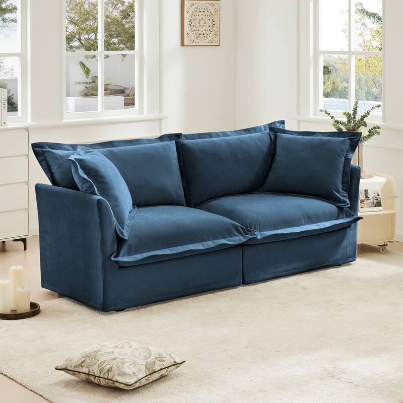83" Chenille Loveseat Sofa with High Back Pillows