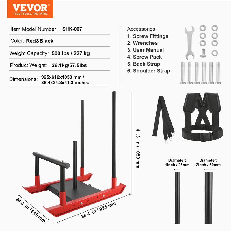 VEVOR Weight Training Pull Push Sled, Fitness Strength Speed Training Sled for Athletic Exercise and Speed Improvement
