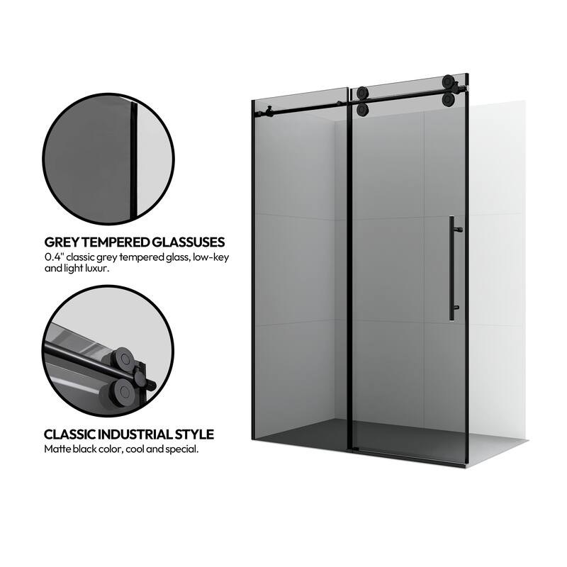 Echarri Single Sliding Frameless Shower Door with Tinted Glass
