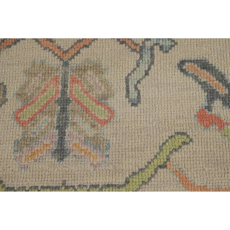 Hand Knotted Oriental 100% Wool Carpet Transitional All-Over Navy Blue & Blues Oushak Area Rug - 16' 3'' X 11' 7''