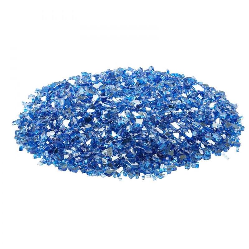 Cobalt Blue Reflective Fire Pit Glass Crystals Tempered High-Temperature Fire Glass Rocks - 1/4 inch