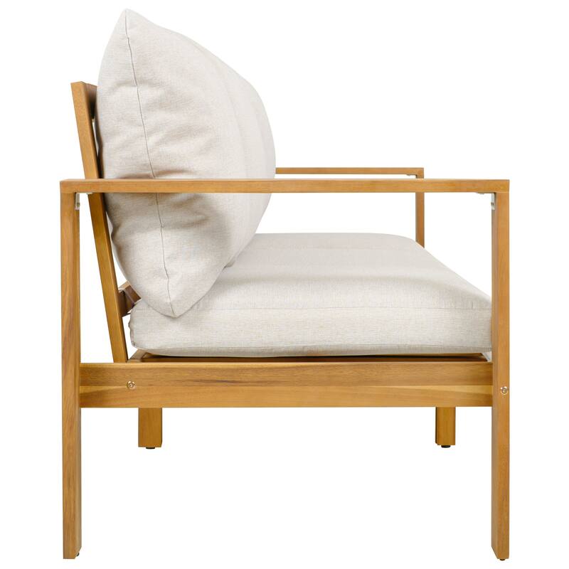 Christopher Knight Home - Oliver 4-Piece Acacia Wood Patio Sectional Sofa Set with Water-Resistant Cushions