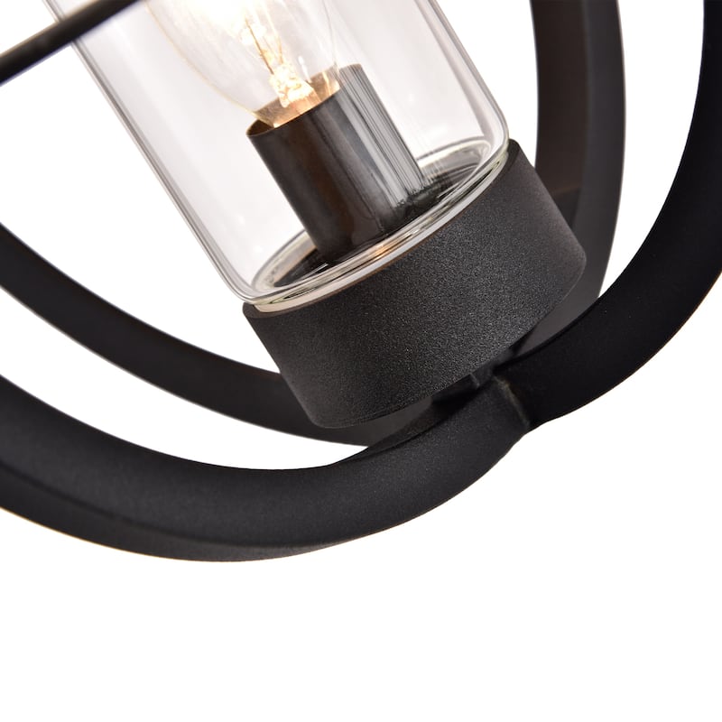 1-Light Matte Black Global Cage Outdoor Wall Sconce Lantern