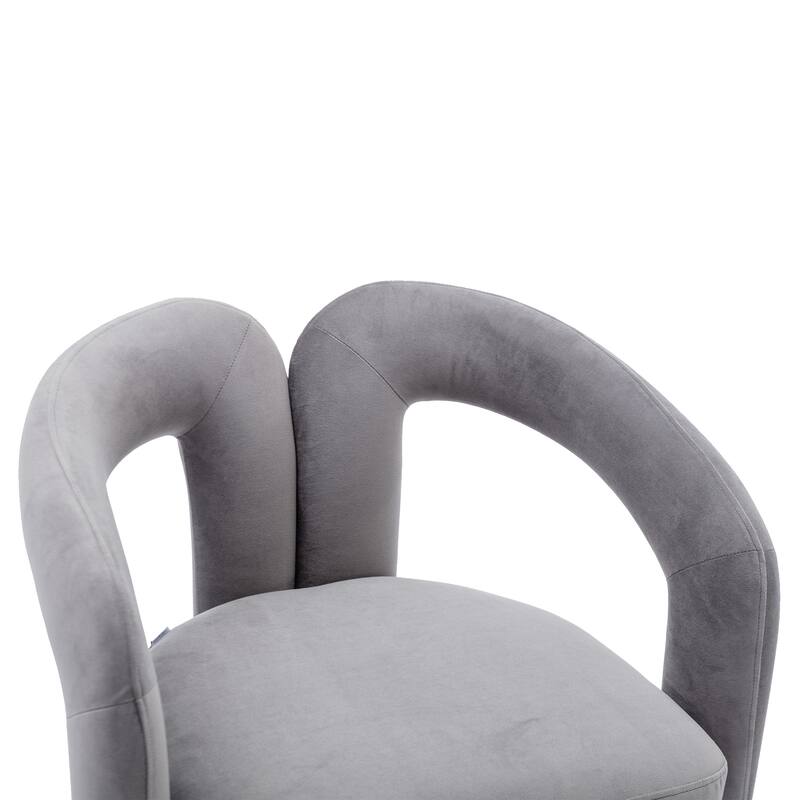 Gray Modern 25.2" Upholstered Accent Chair with Curved Circular Backrest and High-Density Foam (Set of 2)