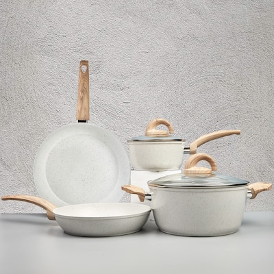 White Pots and Pans Set Non Stick, Ceramic Cookware Set Kitchen Cooking Sets Induction Pot and Pan w/Frying Pans