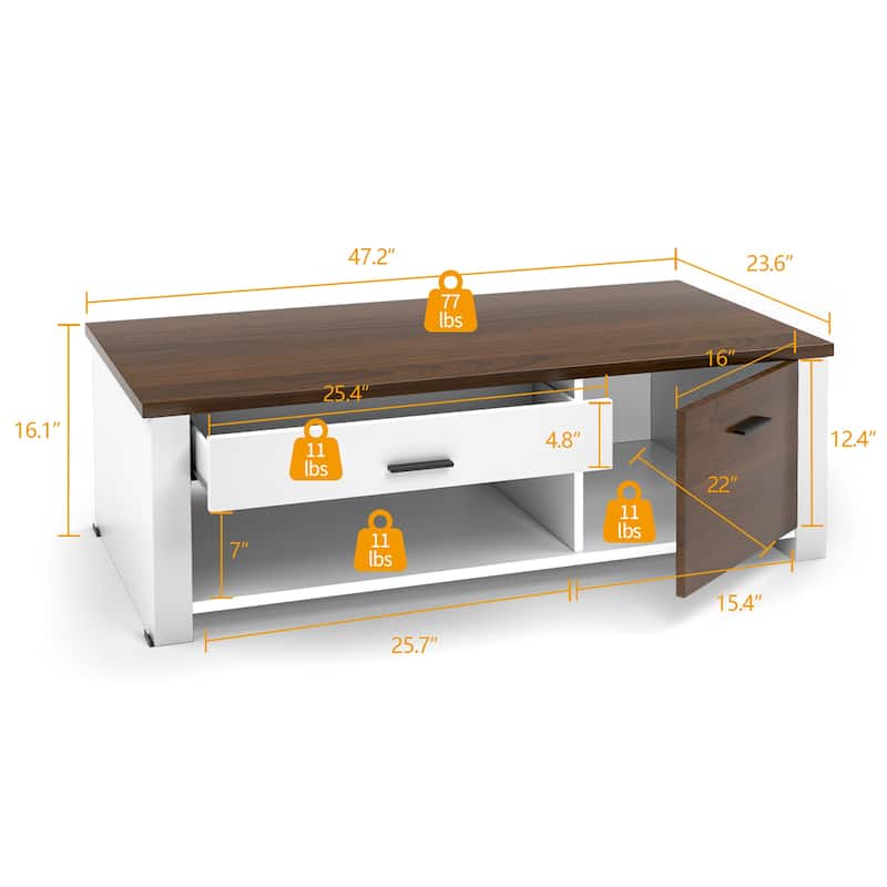 Costway Modern Coffee Table Living Room Coffee Table W/ Storage