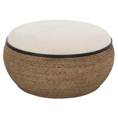 Uttermost Island Straw Storage Ottoman / Coffee Table - 36"W x 36"H x 18"D