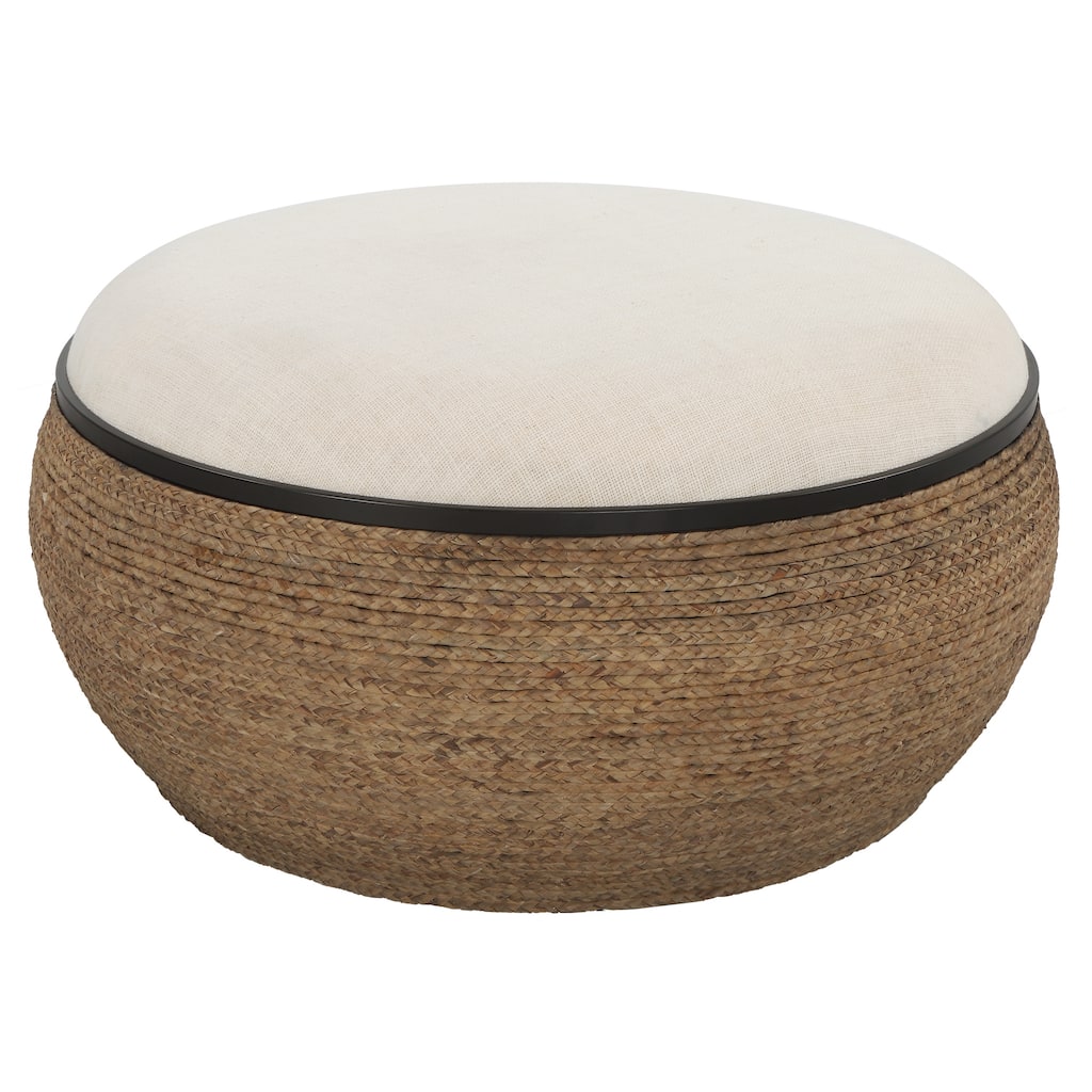 Uttermost Island Straw Storage Ottoman / Coffee Table - 36"W x 36"H x 18"D