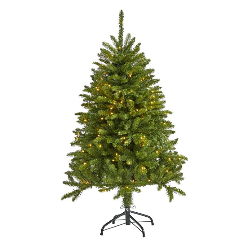 4' Pre-Lit Sierra Spruce Artificial Christmas Tree, Clear LED Lights - 4 Foot