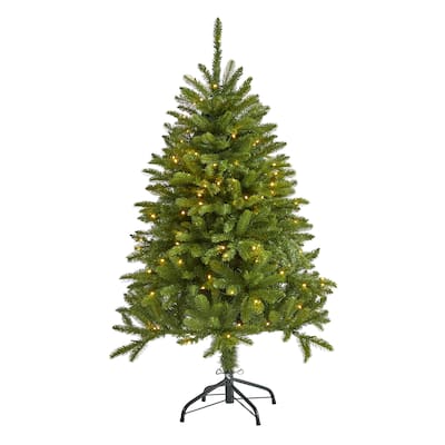4' Pre-Lit Sierra Spruce Artificial Christmas Tree, Clear LED Lights - 4 Foot