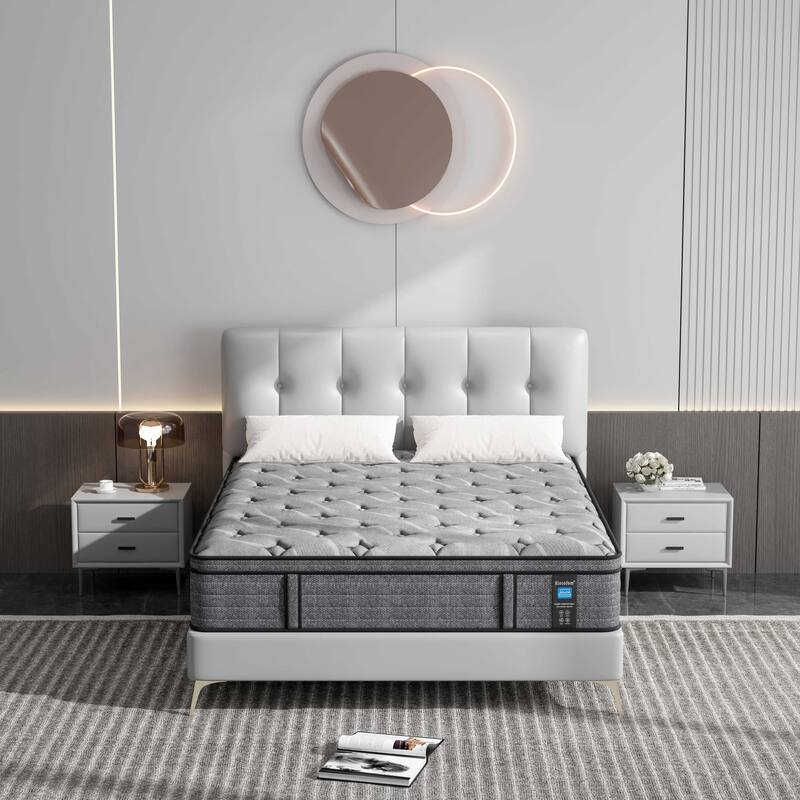 12-inch Euro Top Medium Hybrid Mattress, Memory Foam Mattress in a Box