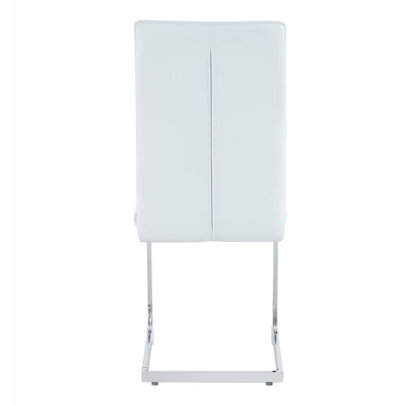 8 Piece PU High Elastic Dining Chair With High Backrest, Cushion, Silver Metal Legs For Dining Room Kitchen Living Room Bedroom