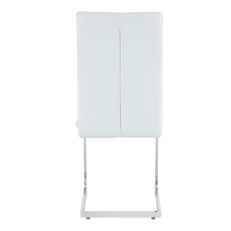 Roomfitters Arch Dining Chairs with White PU and Silver Arched Legs, Modern Upholstered Set of 4 for Home