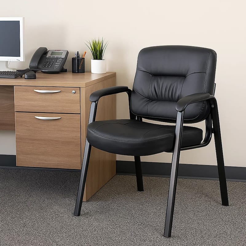 Mala Executive Mid Back Guest Chair, Faux Leather, Steel Frame