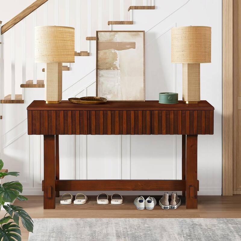 52 inch Sofa Table with Storage Drawers - Cherry
