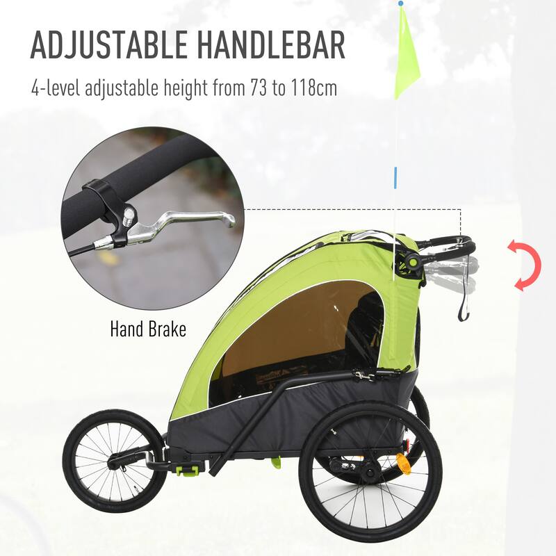 Aosom 3-in-1 Folding Child Bike Trailer Jogging & Baby Stroller with Shock Absorbing Frame & Adjustable Handlebar
