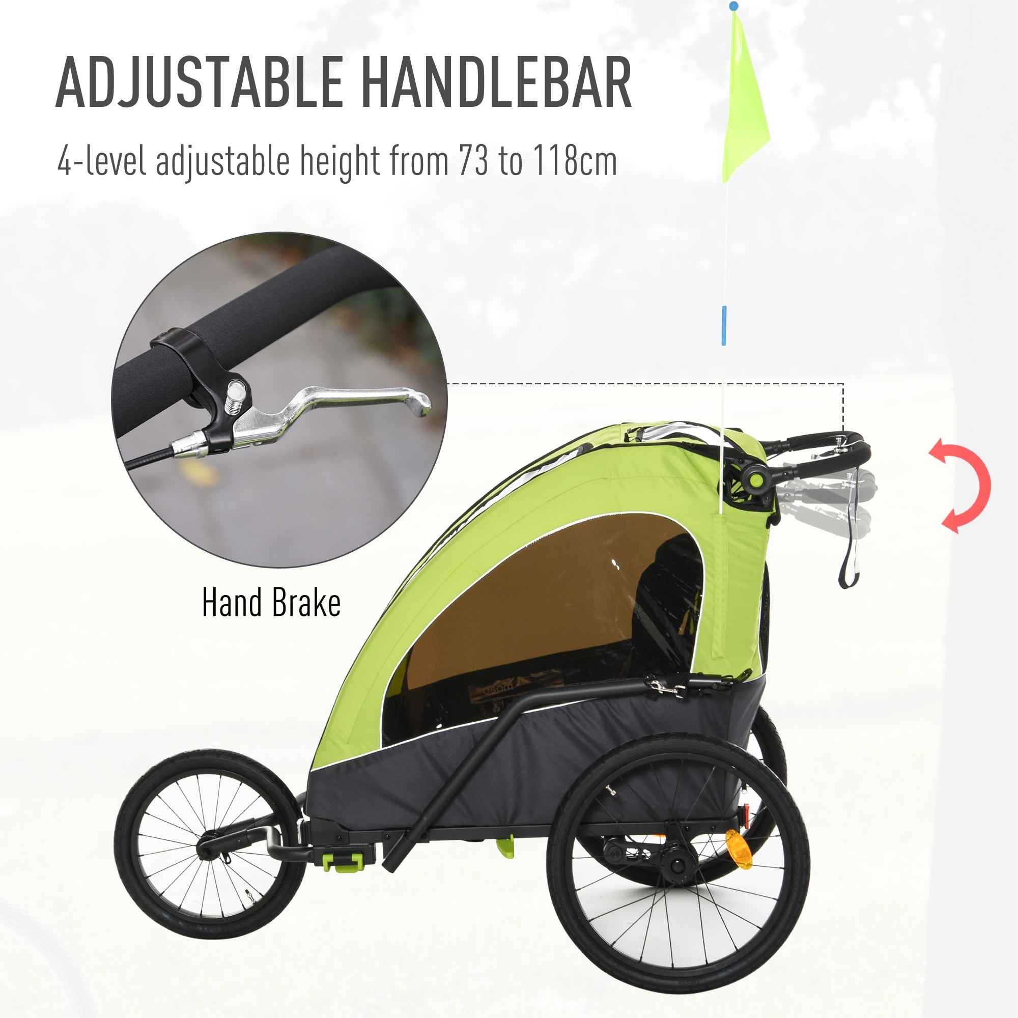 Aosom 3 in 1 Folding Child Bike Trailer Jogging Baby Stroller