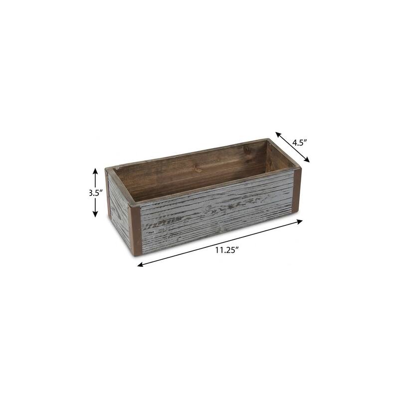 HomeRoots Gray Wood 98 Ounce Rectangular Distressed Planter Box - 11.25 in. x 3.50 in. x 4.50 in.